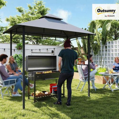 8' x 5' Grill Gazebo Outdoor BBQ Canopy Gazebo for Patio Yard Garden