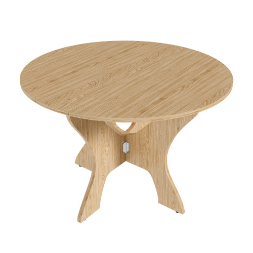 43 in Folding Dining Table for Small Spaces, MDF Table with Wild Oak Veneer, Space Saving Foldable Kitchen Table for Indoor and Outdoor Use