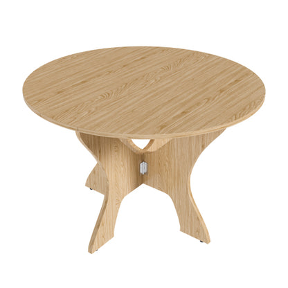 43 in Folding Dining Table for Small Spaces, MDF Table with Wild Oak Veneer, Space Saving Foldable Kitchen Table for Indoor and Outdoor Use