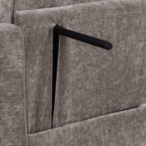 Brown 2-Seater Irregular-Shape Sofa Chaise, Storage Footrest, 2 Throw Pillows
