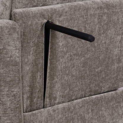 Brown 2-Seater Irregular-Shape Sofa Chaise, Storage Footrest, 2 Throw Pillows
