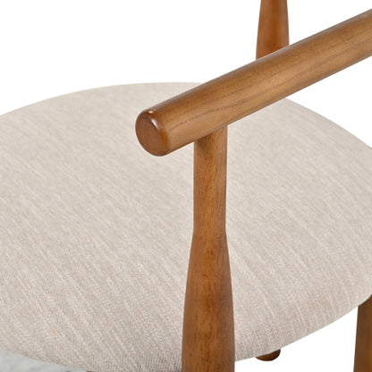 Set of 2 Mid Century Modern Dining Chairs with Rubber Wood Legs, Upholstered Walnut Kitchen Chairs