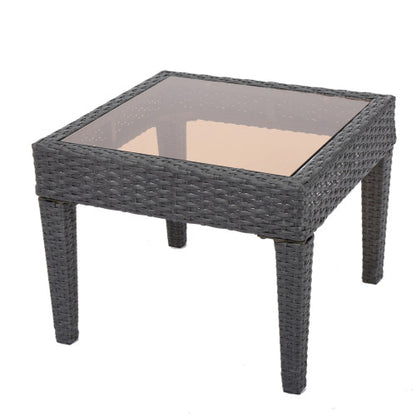Outdoor Antibes Wicker Side Table,Accent Table,Grey