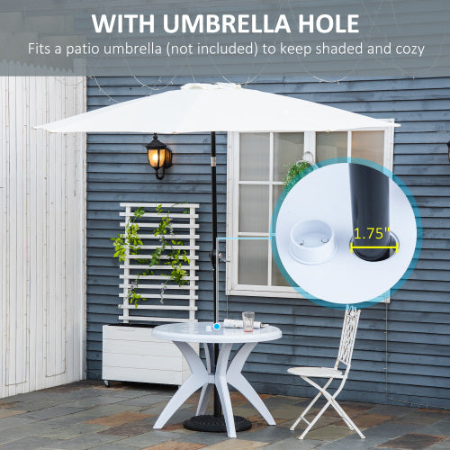 36.25inch   Dia Round Plastic Patio Table with Umbrella Hole, Outdoor Bistro Dining Table, for Bar, Garden, Backyard, Poolside, Yard, White