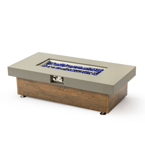 48_inch Iron Fire Pit Table with Wood Grain