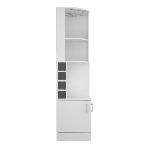 Corner Bar Cabinet, Two External Shelves White