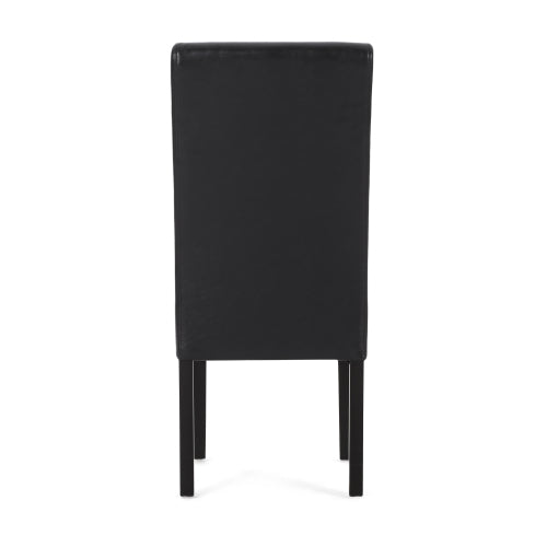 T-Stitch PU Leather Dining Side Chairs, Set of 2, Black