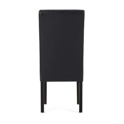 T-Stitch PU Leather Dining Side Chairs, Set of 2, Black