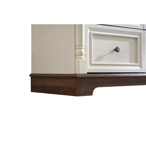 8 Drawer Dresser Chest for Bedroom with Wooden Base and Riser Trim, Wooden Rustic Rustic Chest of Drawers, Storage Dresser for Bedroom, Living Room