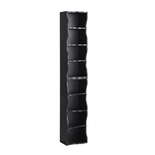 Ultra-Thin 8-Tier Wavy Edge Combined Bookshelf Adjustable Partition Waterproof MDF Storage Display Shelf