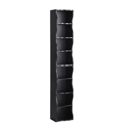 Ultra-Thin 8-Tier Wavy Edge Combined Bookshelf Adjustable Partition Waterproof MDF Storage Display Shelf