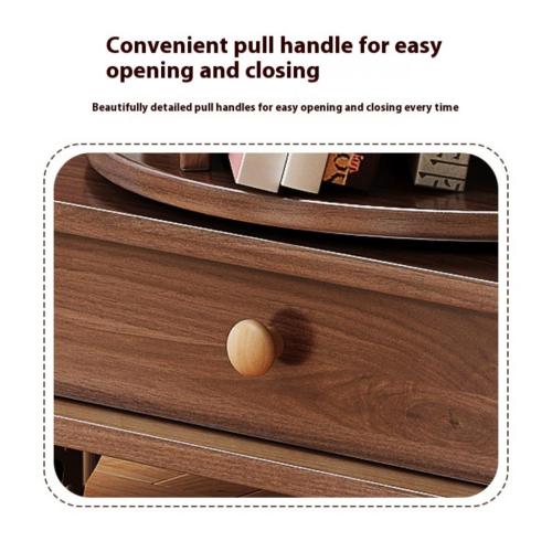 5-Tier Rotating Bookshelf with Drawer, 360¡ã Corner Bookcase, Walnut