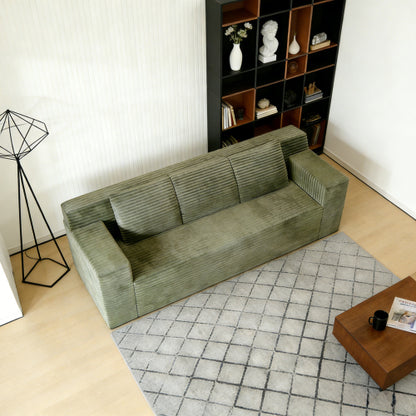 71 inch  Corduroy L-Shaped Deep-Seat 3-Seater Sofa, No Assembly Required