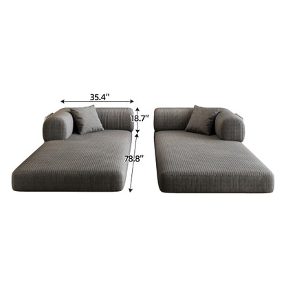78.8 inch  Grey Boneless Corduroy Convertible Compressed Floor Sofa Bed, No Assembly