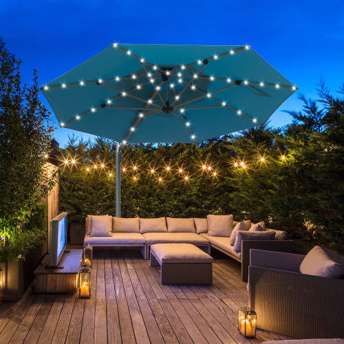 Round Cantilever Umbrella with Center Pole, Lake Blue (Base Not Included)