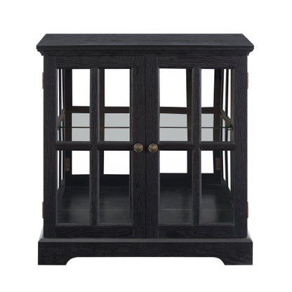 Black Retro 7-Color Bluetooth LED Lattice Glass Adjustable Display Cabinet