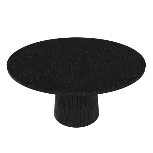 47 Inch Round Farmhouse Dining Table, Black Finish