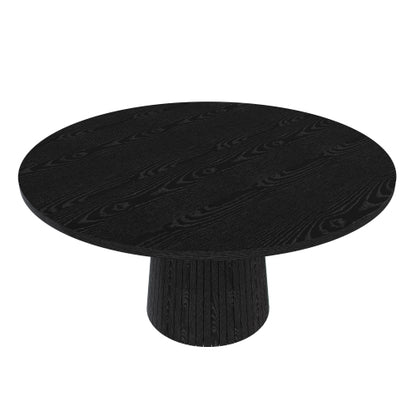 47 Inch Round Farmhouse Dining Table, Black Finish