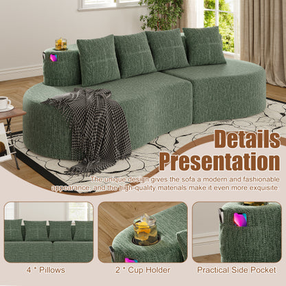 Modern Curved Sectional 3 Seat Minimalist Elegant Half Moon Sofa Compressed Modular Sectional Sofa for Living Room, Office, Apartment