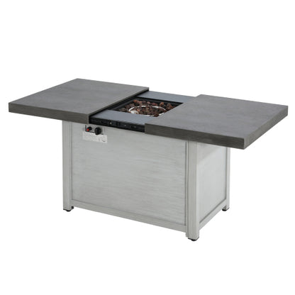 Extendable Rectangle Aluminum Alloy Fire Pit Table, 50,000BTU