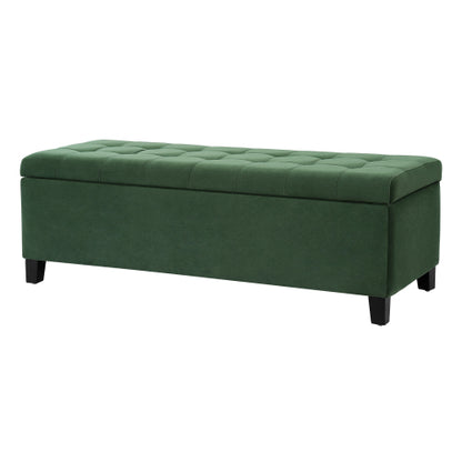 Retro Green Fabric Storage Ottoman Bench, Boucle Upholstered Entry & End of Bed Bench, 300 LBS Capacity 51.18 inchL x19.29 inchW x17.72 inchH