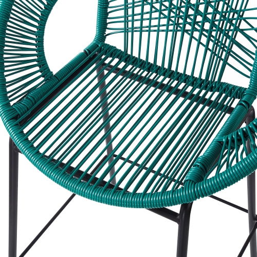 Ferrara Outdoor Patio Teal Faux Wicker Barstool, Set of 2