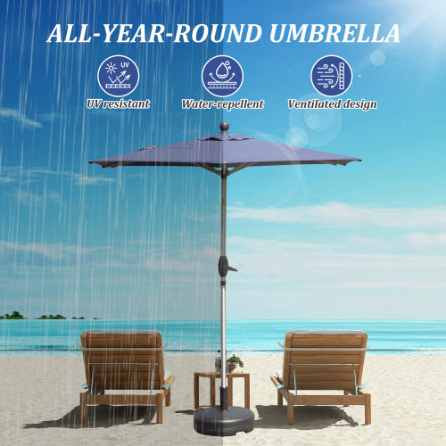 Rectangle Patio Umbrella with Crank Lift and Tilt Function, Navy Blue (Base not included)
