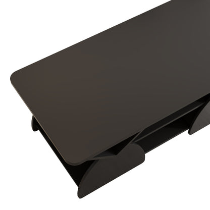 Modern Rectangular Coffee Table with Storage Shelves Engineered Wood Black
