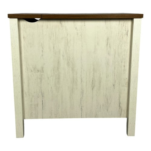 Brown White Farmhouse Nightstand with Charging Station