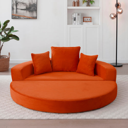 Compressed Corduroy Frameless Convertible Floor Sofa-Bed No-Assembly Adjustable Futon for Apartment Bedroom Living Room