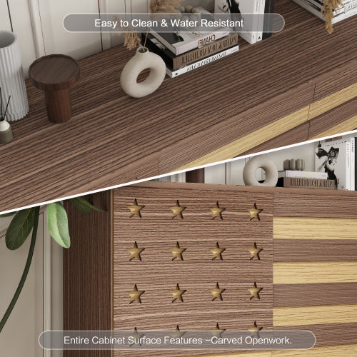 Hand Carved Buffet Sideboard Cabinet with Adjustable Shelves