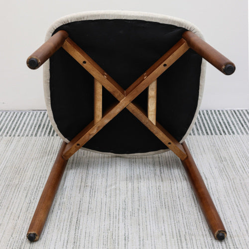 Set of 2 Laurel Green Flannelette Dining Chairs, Crack Resistant Oak Wood Leg Armless Accent Chairs