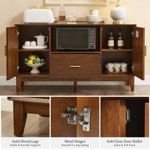 Mid Century TV Stand with Drawer, Cabinets and Storage Shelf