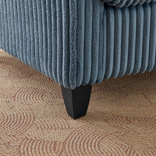Blue Retro Corduroy Ergonomic Lazy Single Sofa Chair with Dual Armrests