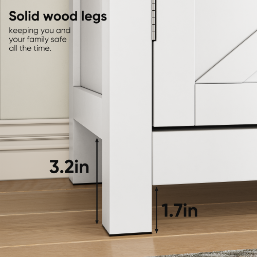 Farmhouse Storage Cabinet with Drawer and Adjustable Shelf, White Kitchen Cabinet with Walnut Countertop,  Modern Coffee Bar Console Cabinet for Kitchen, Dining Room, Bathroom, Entryway