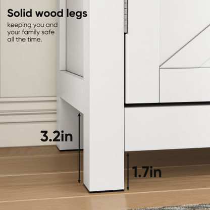 Farmhouse Storage Cabinet with Drawer and Adjustable Shelf, White Kitchen Cabinet with Walnut Countertop,  Modern Coffee Bar Console Cabinet for Kitchen, Dining Room, Bathroom, Entryway