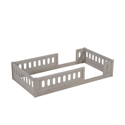 Wood Twin Size Platform Bed with Guardrail, Natural