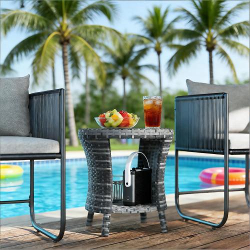 Outdoor Side Table,Wicker Outdoor Coffee Table