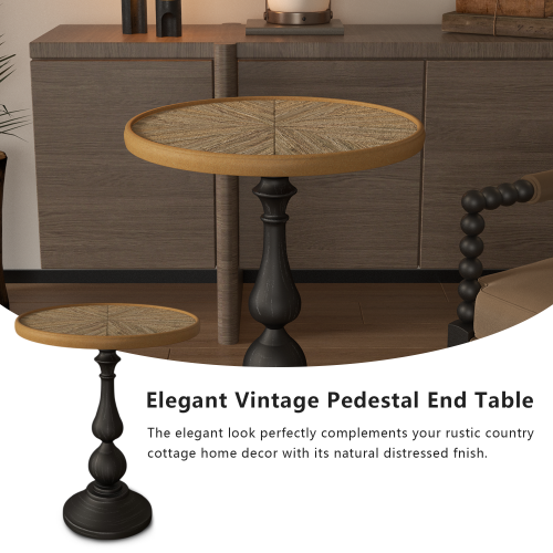 Round Pedestal Side Table, Vintage Style