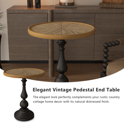 Round Pedestal Side Table, Vintage Style