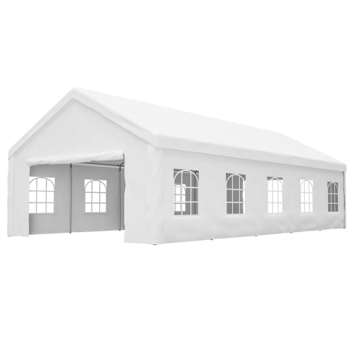 Carport Canopy 16x32 Heavy Duty, Portable Metal Carport Garage with Removable Waterproof Cover & Sidewalls, All Weather Outdoor Shelter for Cars, Trucks, Vehicles & Equipment