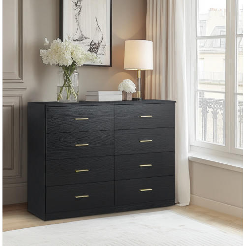 Modern Black 8-Drawer Dresser for Bedroom - Ample Storage Wide Chest of Drawers, Sturdy & Safe