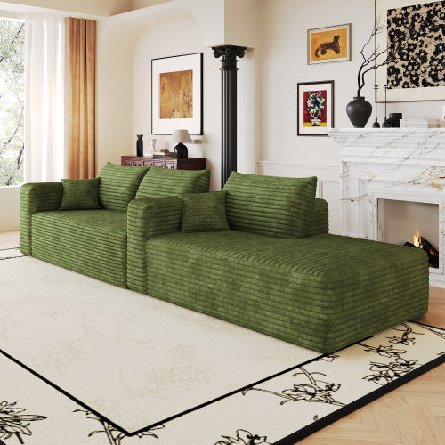 103 inch  Green L-Shape Cloud Deep-Seat Corner Sectional Sofa, No Assembly