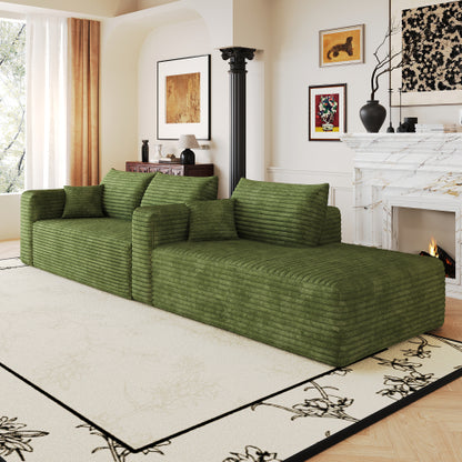103 inch  Green L-Shape Cloud Deep-Seat Corner Sectional Sofa, No Assembly