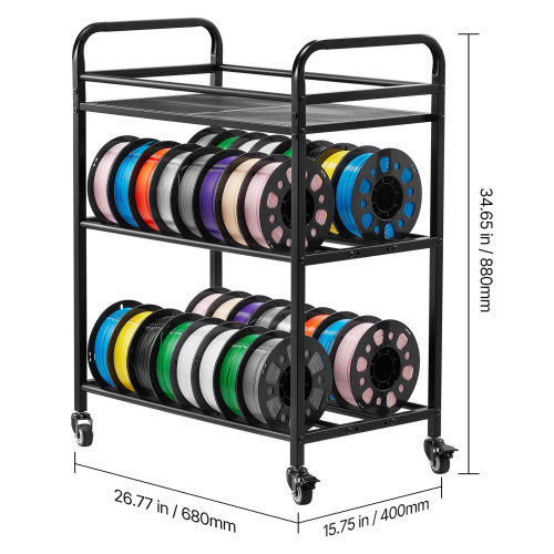 3 Tier Filament Storage Rack 3D Printer Spool Holder with Wheels 60 Spool Capacity