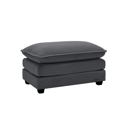 Grey Corduroy Ottoman Footstool, Matching Accessory for 2/3/4 Seater Sofas, Retro Upholstered Footrest