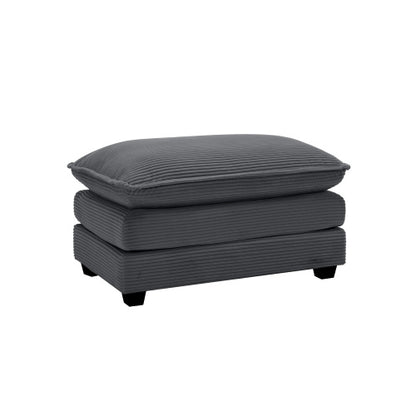 Grey Corduroy Ottoman Footstool, Matching Accessory for 2/3/4 Seater Sofas, Retro Upholstered Footrest