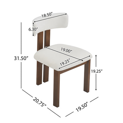 Set of 2 White Upholstered Armless Dining Chairs with Metal Legs, Modern Dining Room Chairs