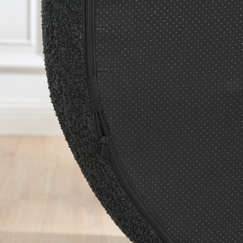 Black Modern Oval Bouclé Lazy Lounge Chair,Integrated Backrest & Side Armrest