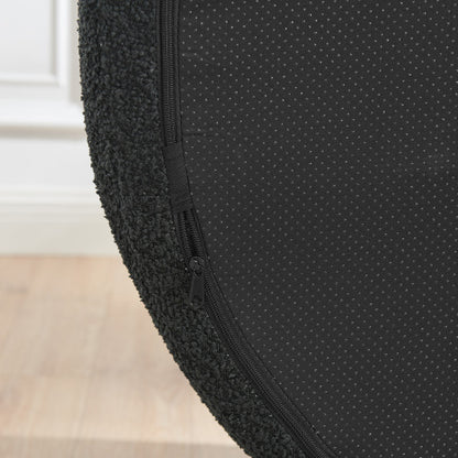 Black Modern Oval Bouclé Lazy Lounge Chair,Integrated Backrest & Side Armrest